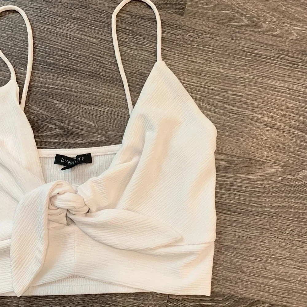 White Front Tie Crop Top
